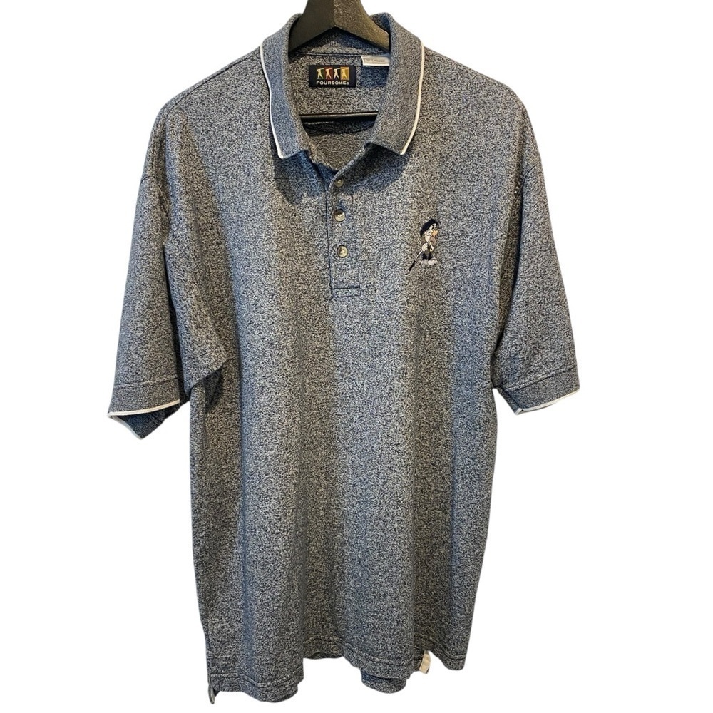 Disney Foursome Grumpy Embroidered Snow White Mens Polo Shirt in Heather Grey